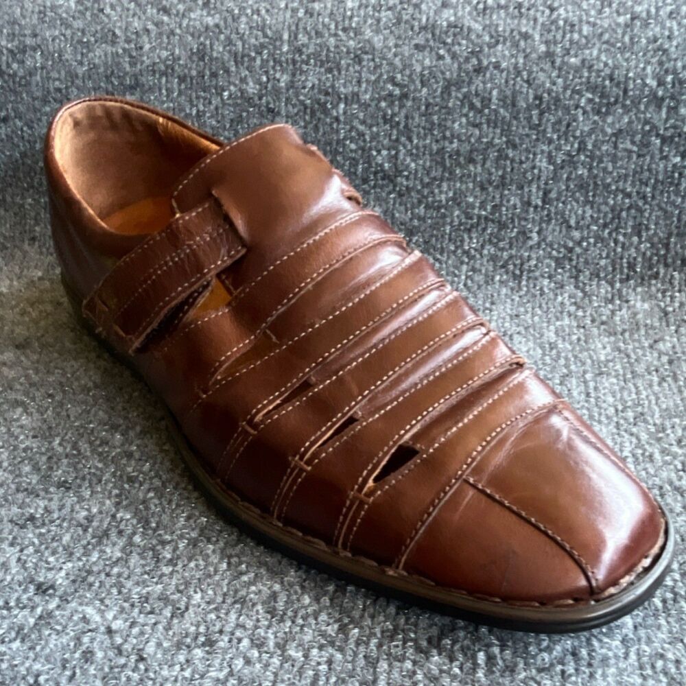 Josef Seibel Fisherman Sandal Loafer  Men's Brown Woven Leather Comfort US 10.5